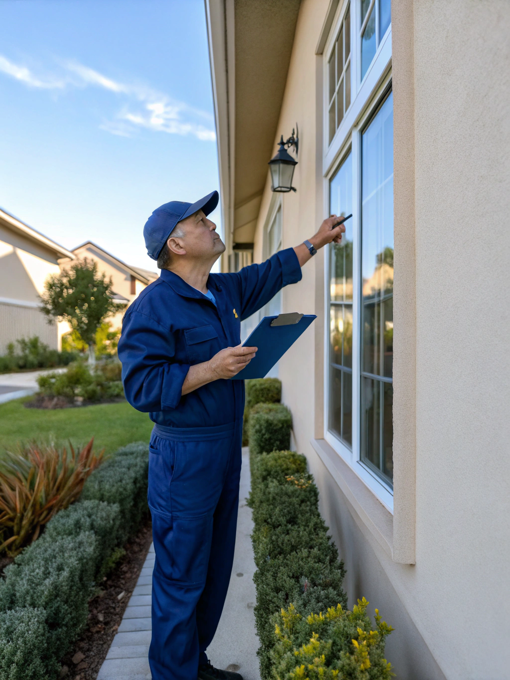 AMC uniformed property operations supervisor outside a managed Tri-State residential building